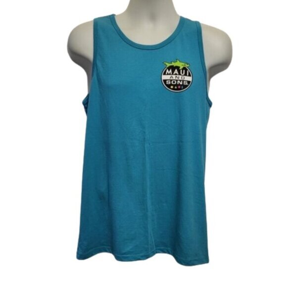 Maui And Sons Shark Blue Tank Top - Picture 1 of 6